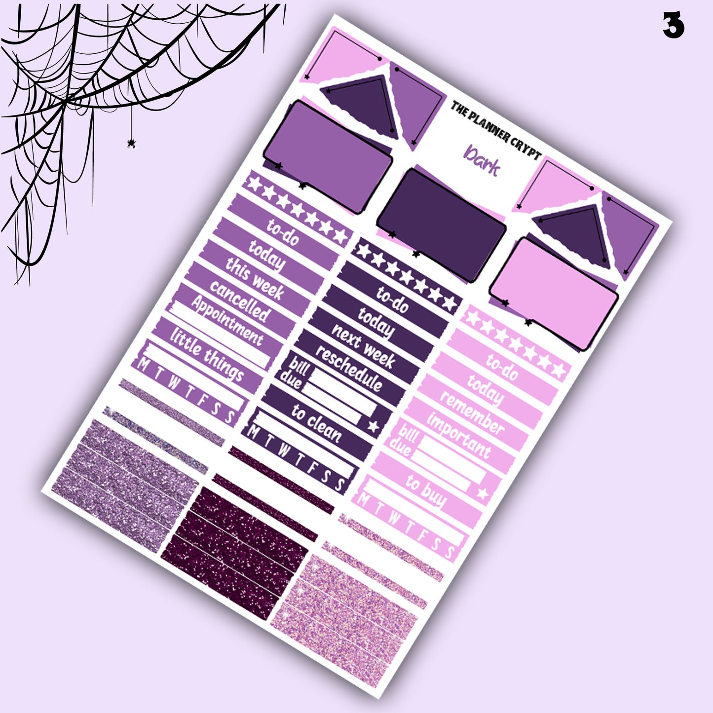 weekly planner, sticker kit, dark academia, planner stickers, sticker sheet, vertical planner, cute stickers, goth planner, goth stickers
