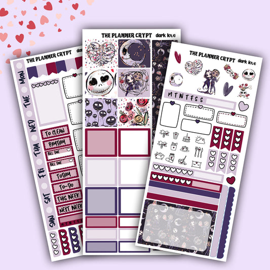 Valentines day Hobonichi weeks, weekly sticker kit, hobonichi planner, spooky love stickers, planner, functional sticker, dark love