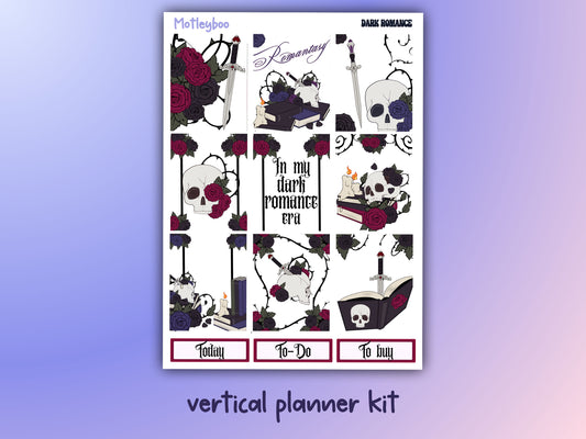 In my dark romance era weekly planner sticker kit, gifts for, book lovers, book nerds, bookish, gothic romance, skulls & books, planning