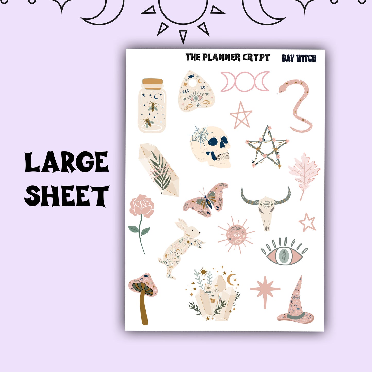 planner stickers, vertical planner, deco stickers, weekly planner, witch stickers, witchcraft stickers, grimoire stickers, pagan stickers