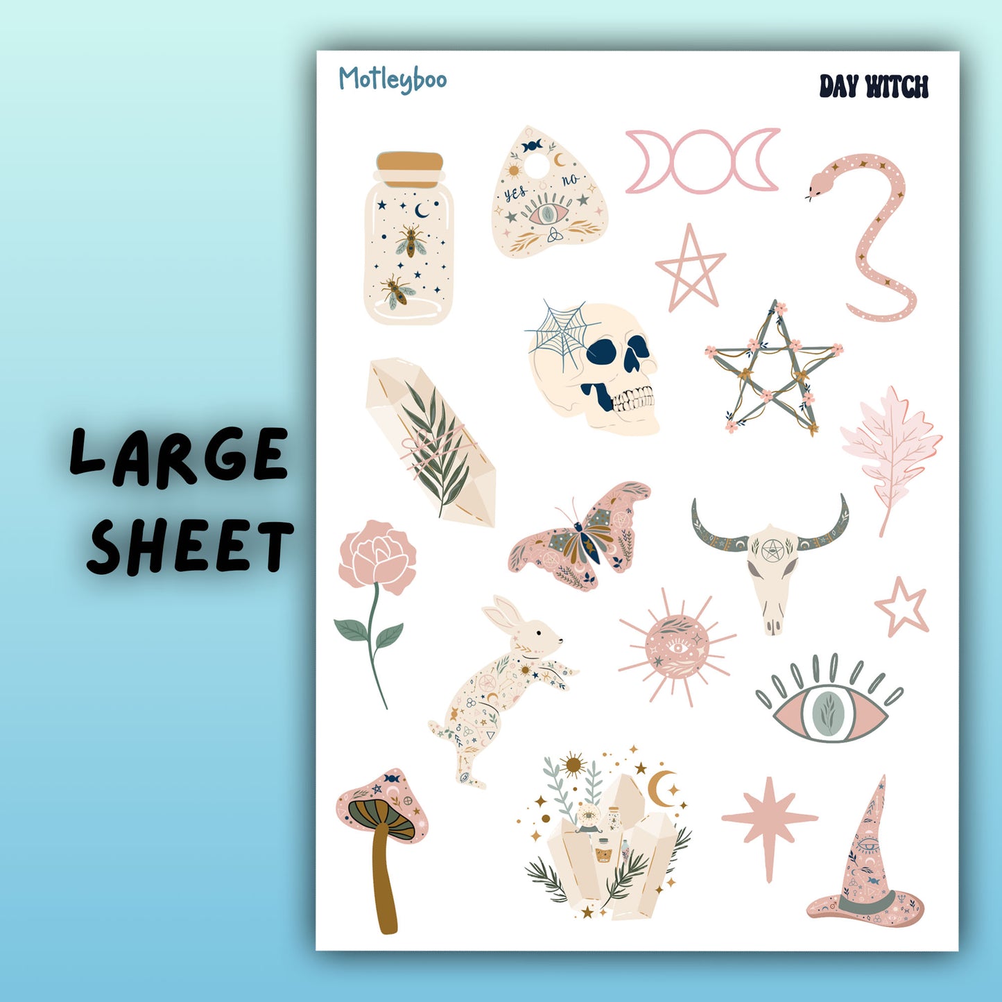 planner stickers, vertical planner, deco stickers, weekly planner, witch stickers, witchcraft stickers, grimoire stickers, pagan stickers