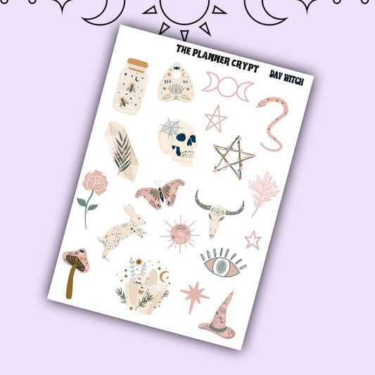 planner stickers, vertical planner, deco stickers, weekly planner, witch stickers, witchcraft stickers, grimoire stickers, pagan stickers