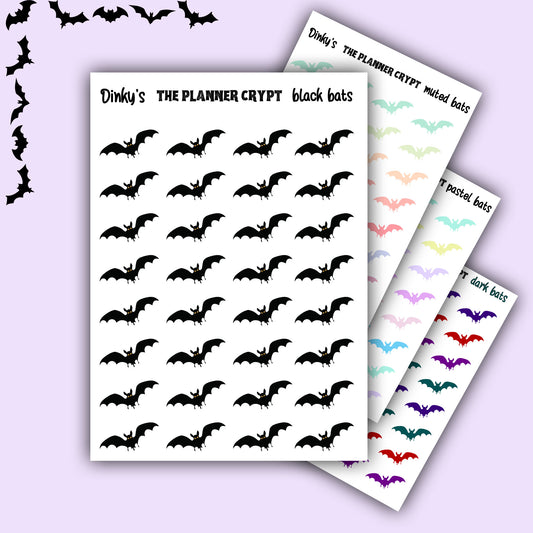 Bat stickers for gothic planning and halloween
