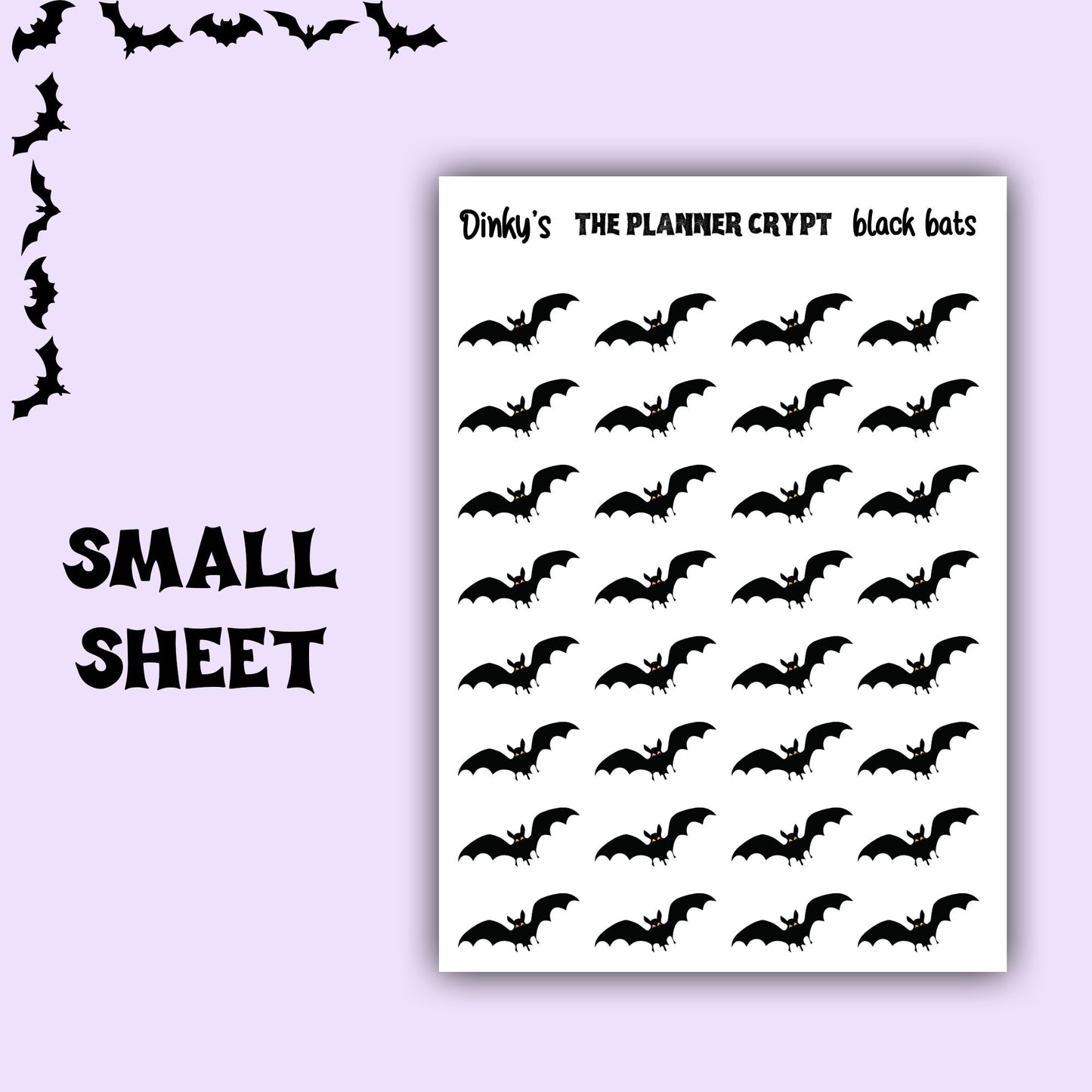Bat stickers for gothic planning and halloween