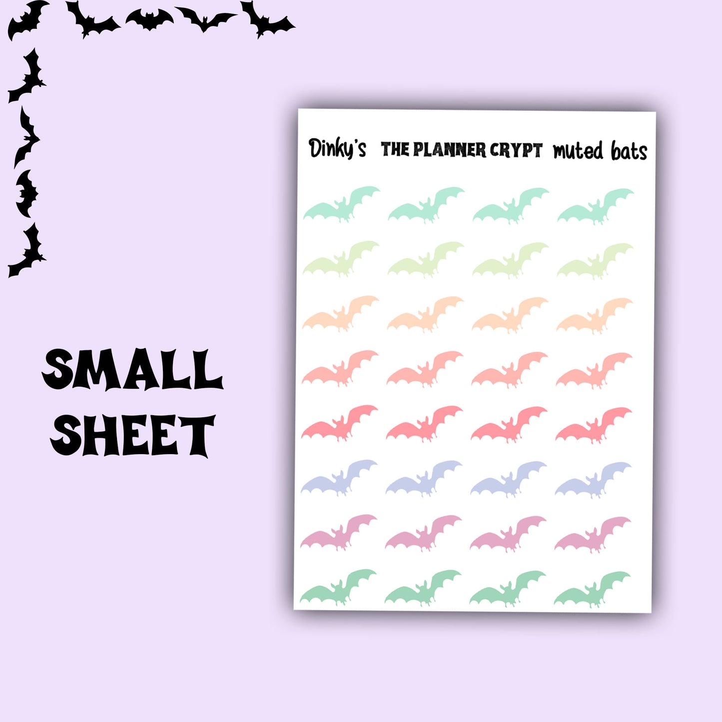 Bat stickers for gothic planning and halloween