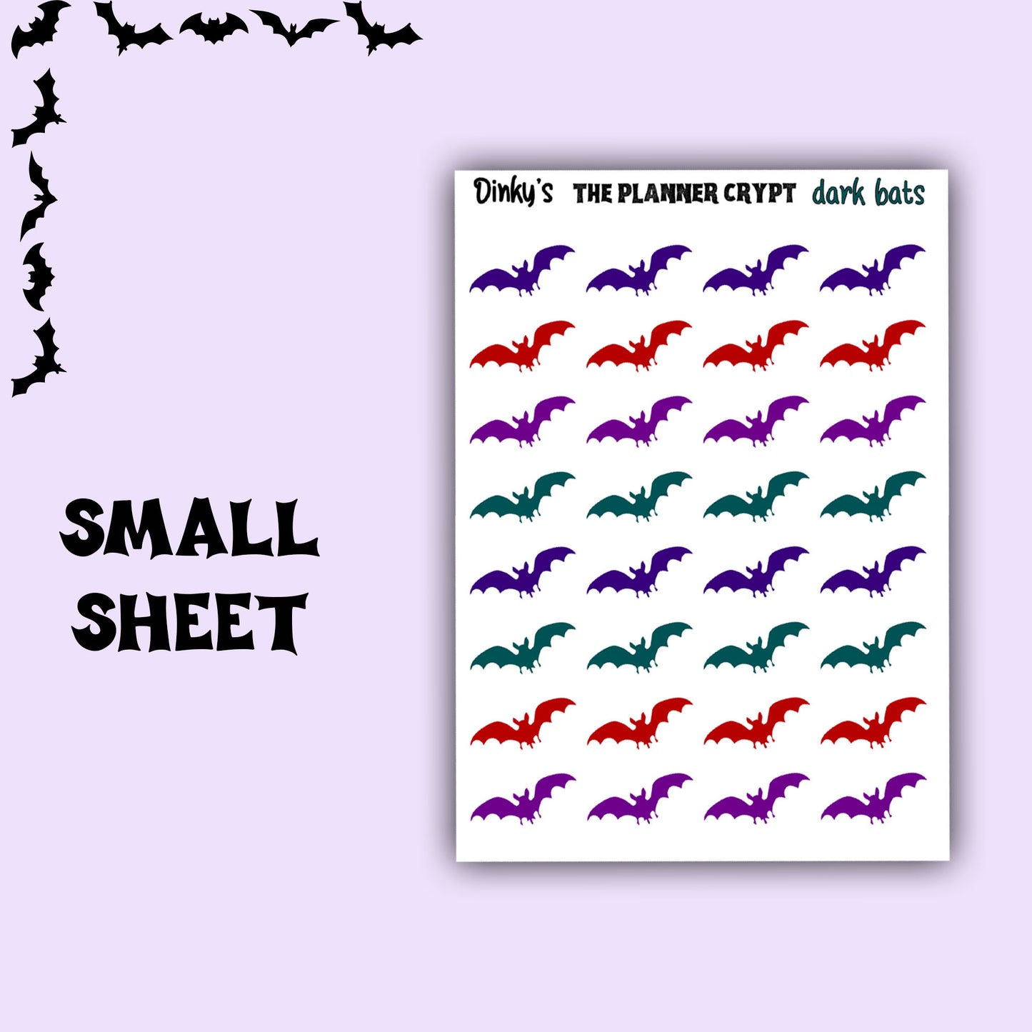 Bat stickers for gothic planning and halloween