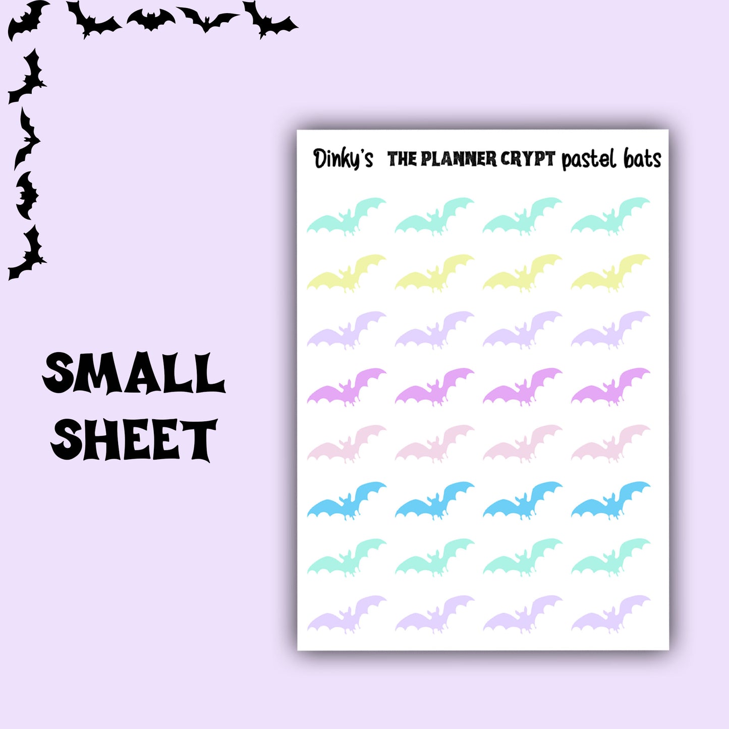 Bat stickers for gothic planning and halloween