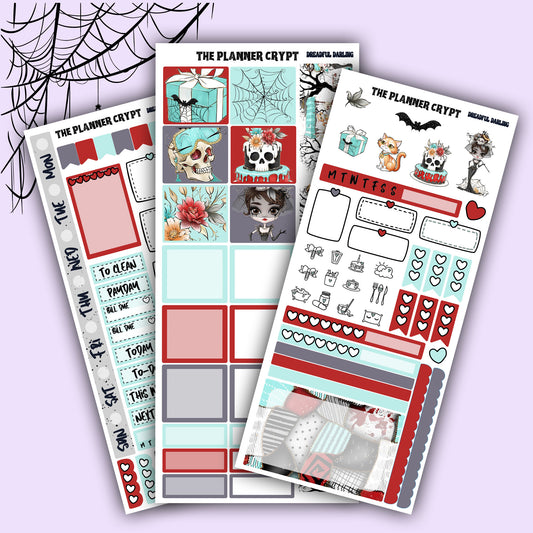 Gothic hobonichi weeks, sticker kit, hobonichi planner, spooky stickers, hobonichi functional stickers, small planner stickers, goth planner