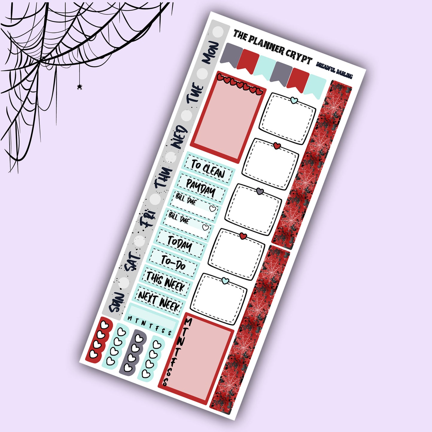 Gothic hobonichi weeks, sticker kit, hobonichi planner, spooky stickers, hobonichi functional stickers, small planner stickers, goth planner