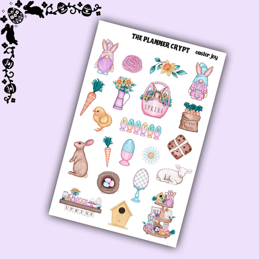Easter sticker sheet, planner stickers, easter bunny, deco stickers, vertical planner, journal