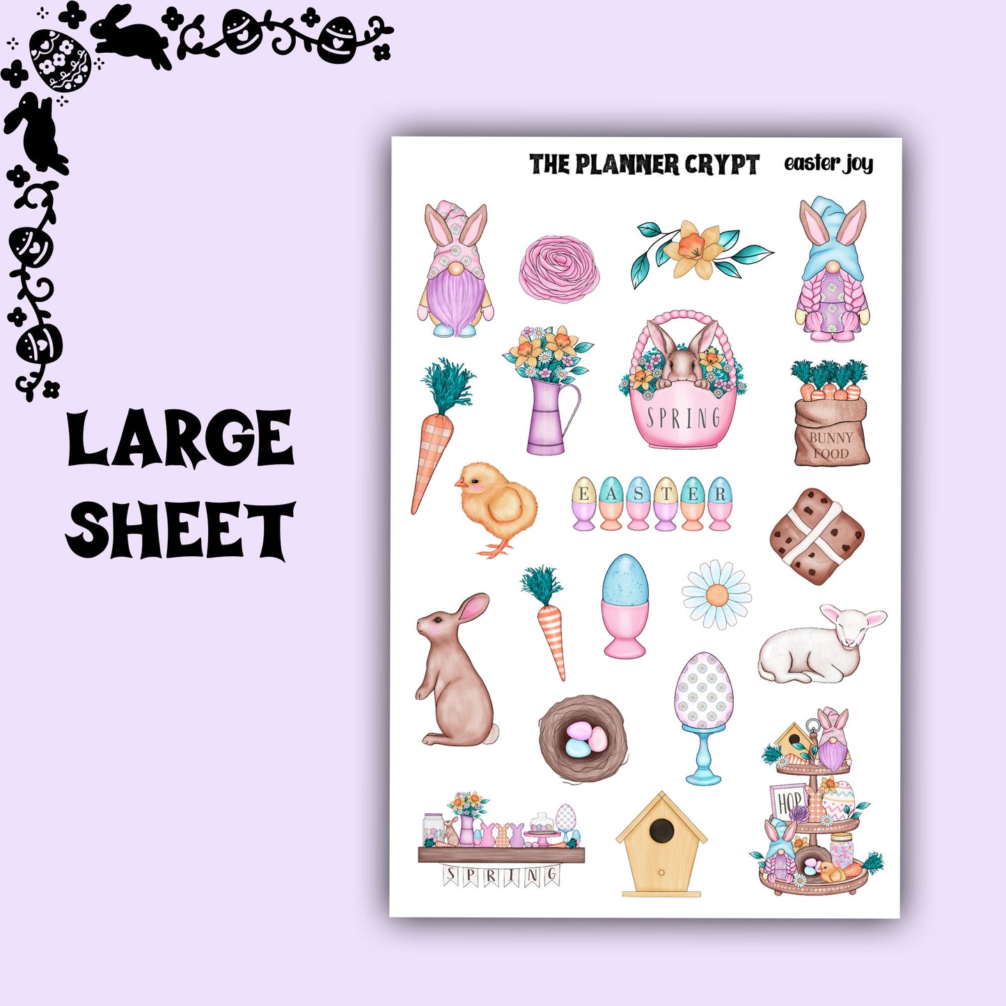 Easter sticker sheet, planner stickers, easter bunny, deco stickers, vertical planner, journal