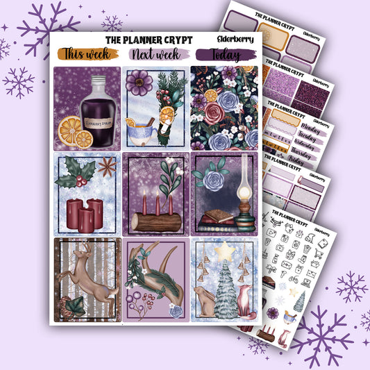 weekly planner sticker kit, winter stickers, christmas sticker kit, stickers, vertical planner,  stickers, planner stickers