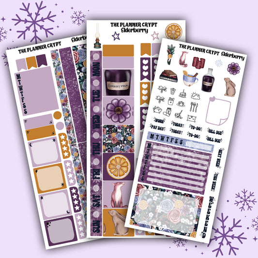 Elderberry hobonichi weekly sticker kit, winter stickers
