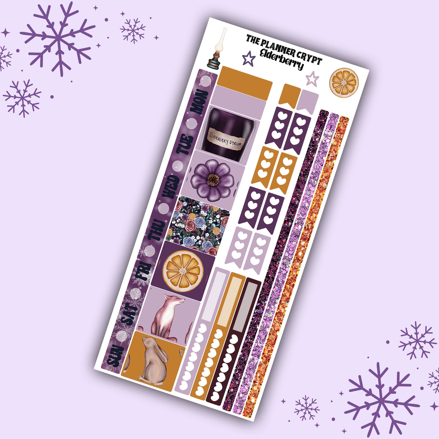Elderberry hobonichi weekly sticker kit, winter stickers