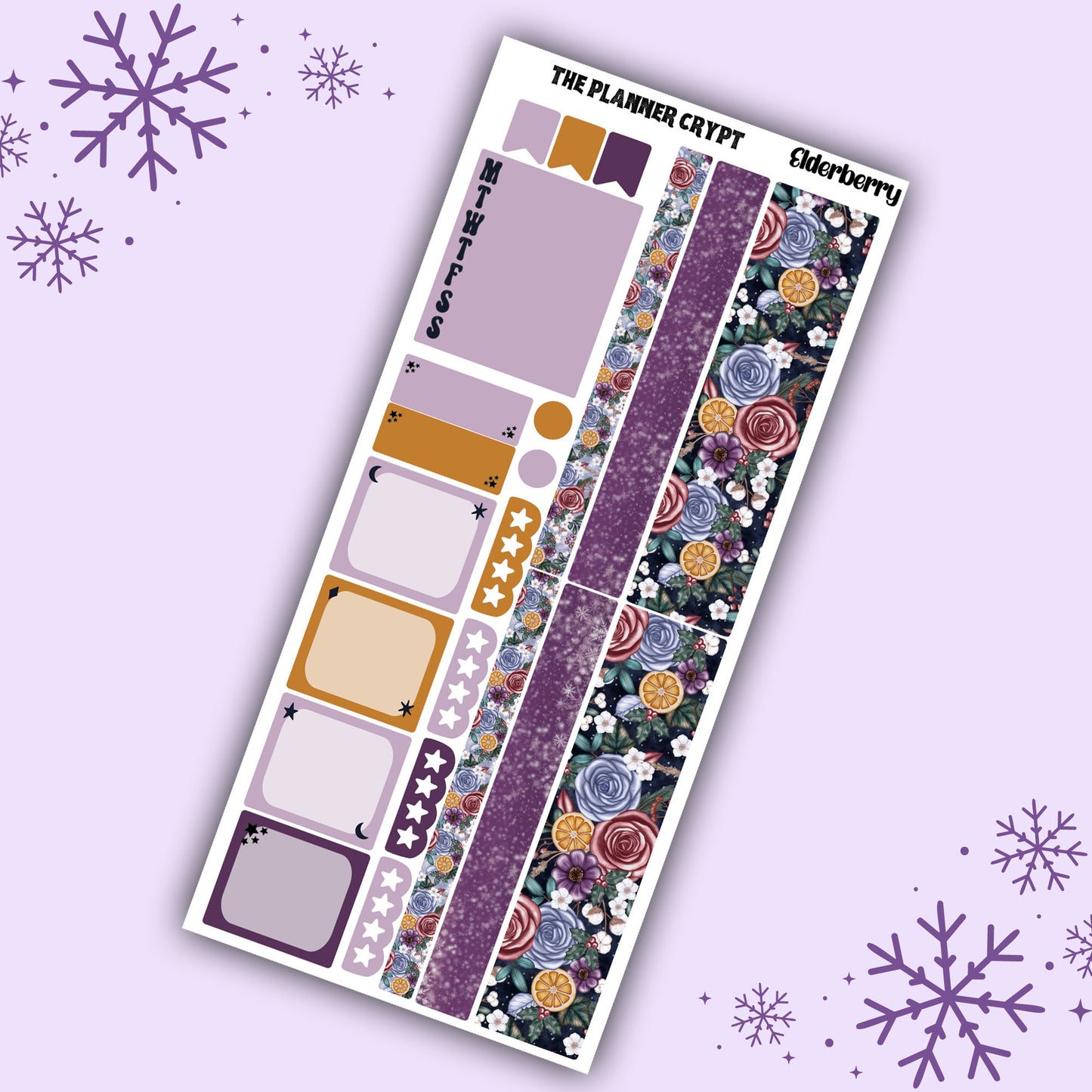 Elderberry hobonichi weekly sticker kit, winter stickers