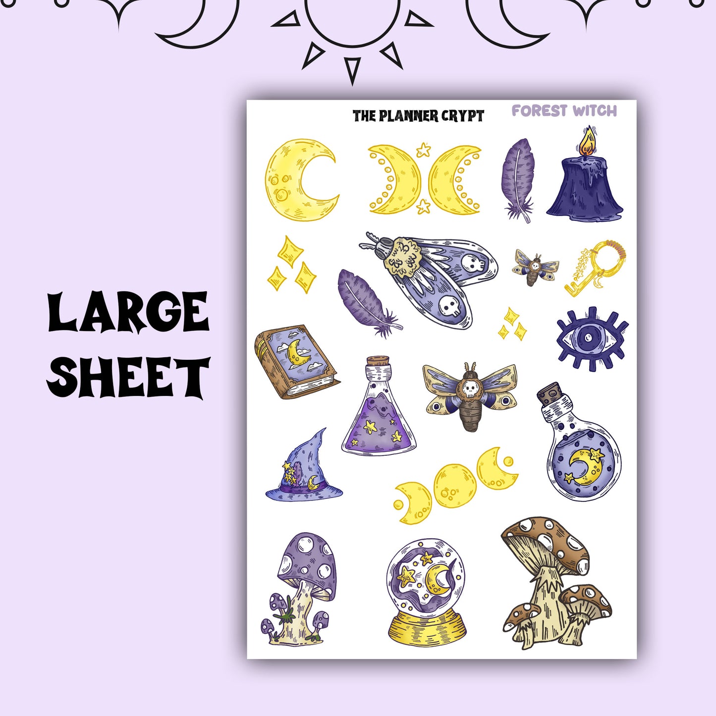 planner stickers, vertical planner, deco stickers, weekly planner, witch stickers, witchcraft stickers, forest witch, witchy decor, pagan