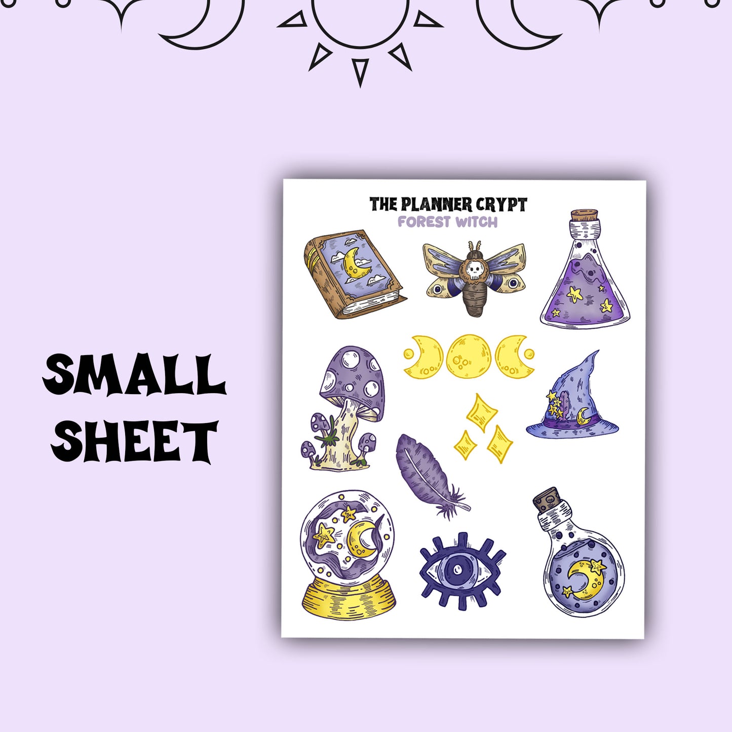 planner stickers, vertical planner, deco stickers, weekly planner, witch stickers, witchcraft stickers, forest witch, witchy decor, pagan