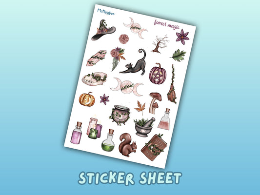 sticker sheet, planner stickers, vertical planner cute stickers, goth stickers, witch stickers, spooky stickers
