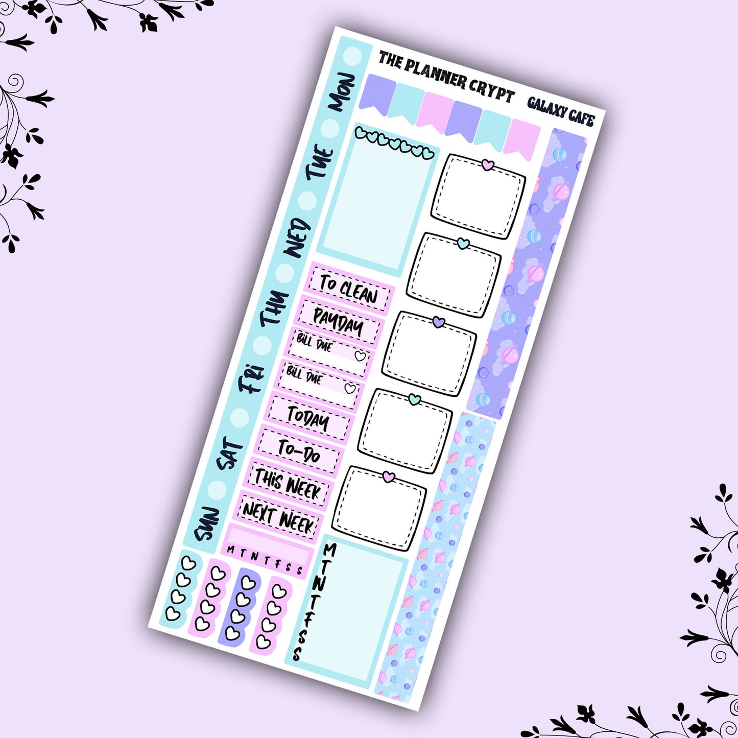 Hobonichi weeks, sticker kit, hobonichi planner, galaxy cafe