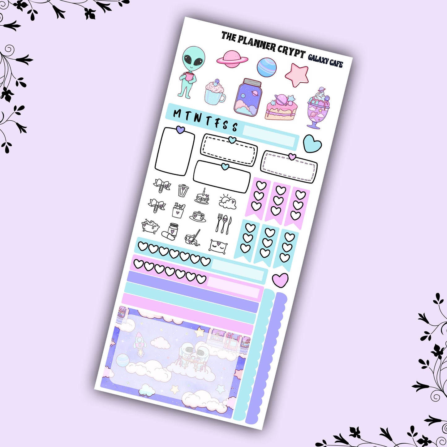 Hobonichi weeks, sticker kit, hobonichi planner, galaxy cafe
