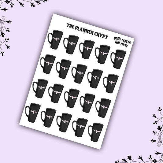 goth coffee stickers, tall mug stickers, functional stickers, reminder stickers, goth stickers, planner stickers, gifts for coffee lovers