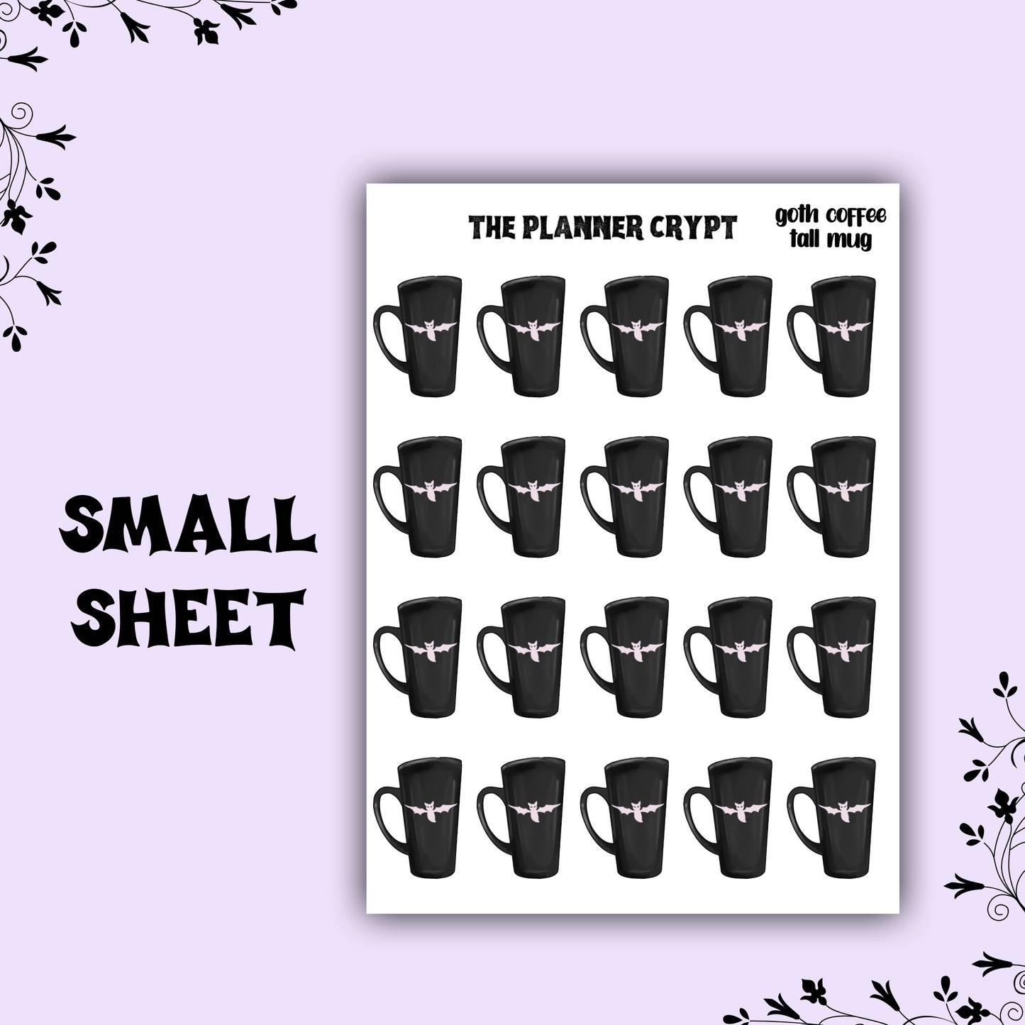 goth coffee stickers, tall mug stickers, functional stickers, reminder stickers, goth stickers, planner stickers, gifts for coffee lovers