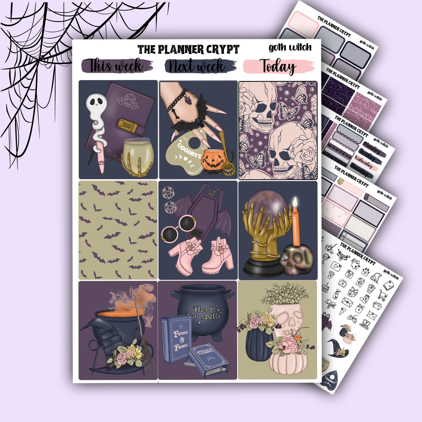 Gothic weekly planner sticker kit, Autumn stickers, fall planner kit, planner stickers, vertical planner, goth planner