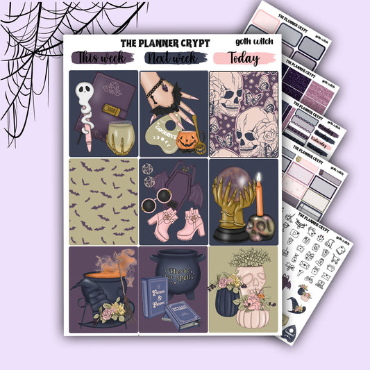 Gothic weekly planner sticker kit, Autumn stickers, fall planner kit, planner stickers, vertical planner, goth planner