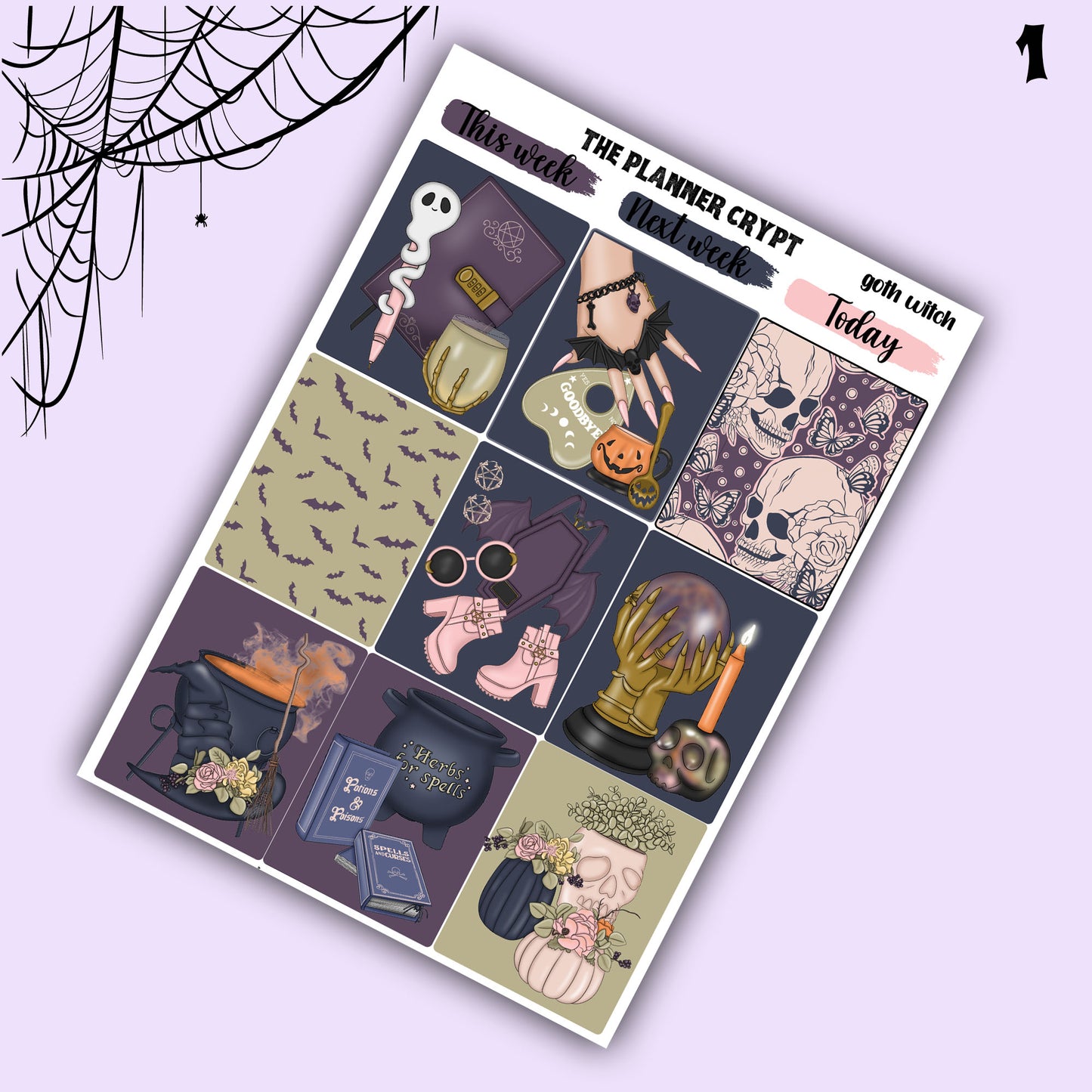 Gothic weekly planner sticker kit, Autumn stickers, fall planner kit, planner stickers, vertical planner, goth planner