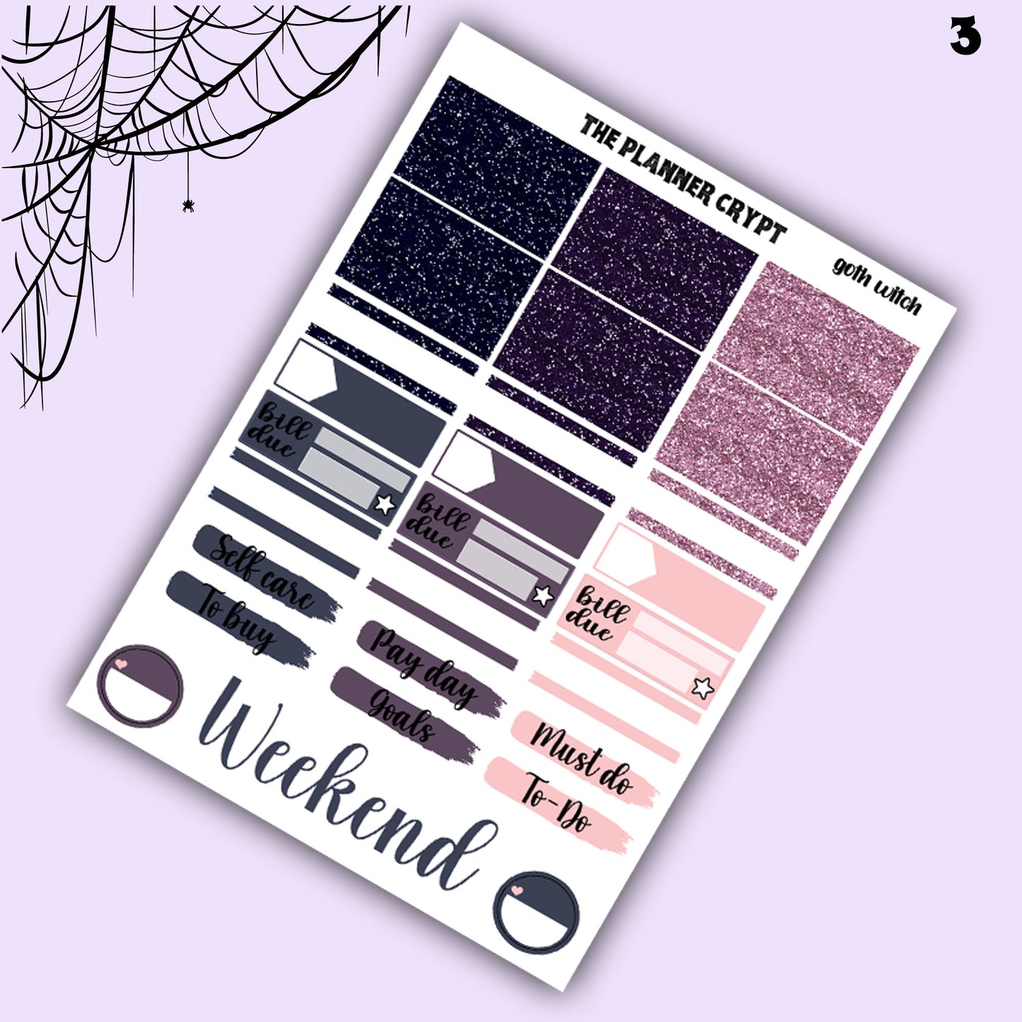 Gothic weekly planner sticker kit, Autumn stickers, fall planner kit, planner stickers, vertical planner, goth planner