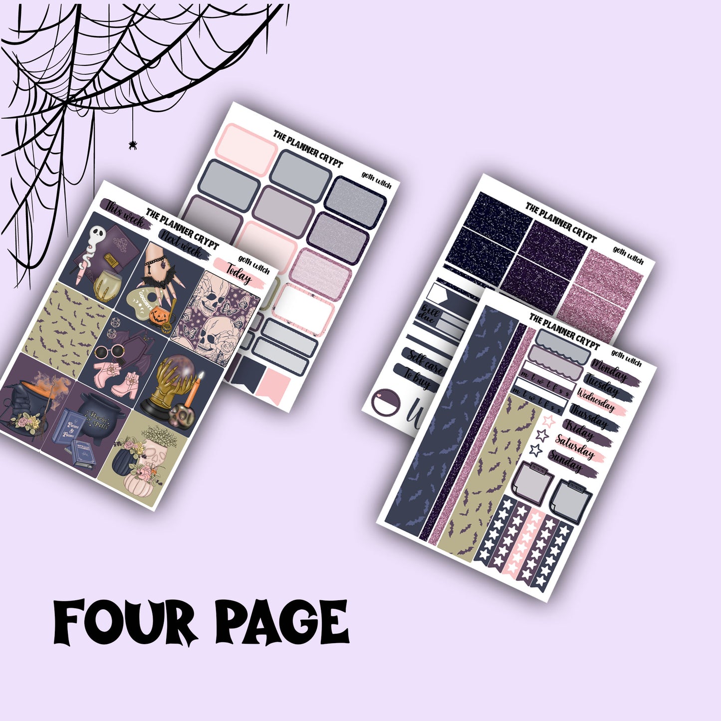 Gothic weekly planner sticker kit, Autumn stickers, fall planner kit, planner stickers, vertical planner, goth planner