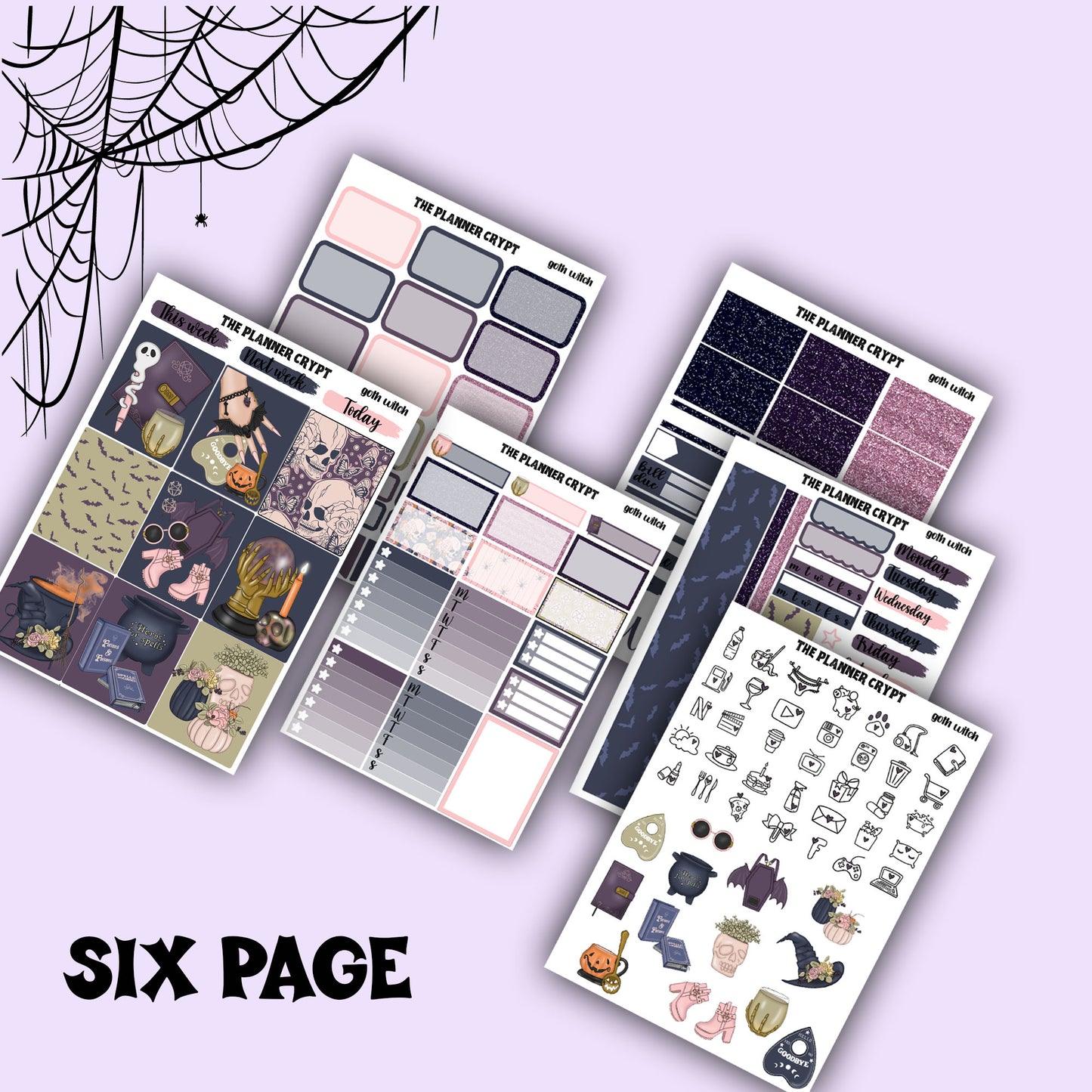 Gothic weekly planner sticker kit, Autumn stickers, fall planner kit, planner stickers, vertical planner, goth planner