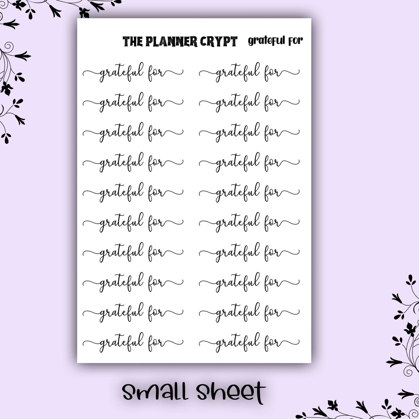 Script word planner stickers, script words, planner sticker headers, vertical planner, small journal, functional stickers, grateful for