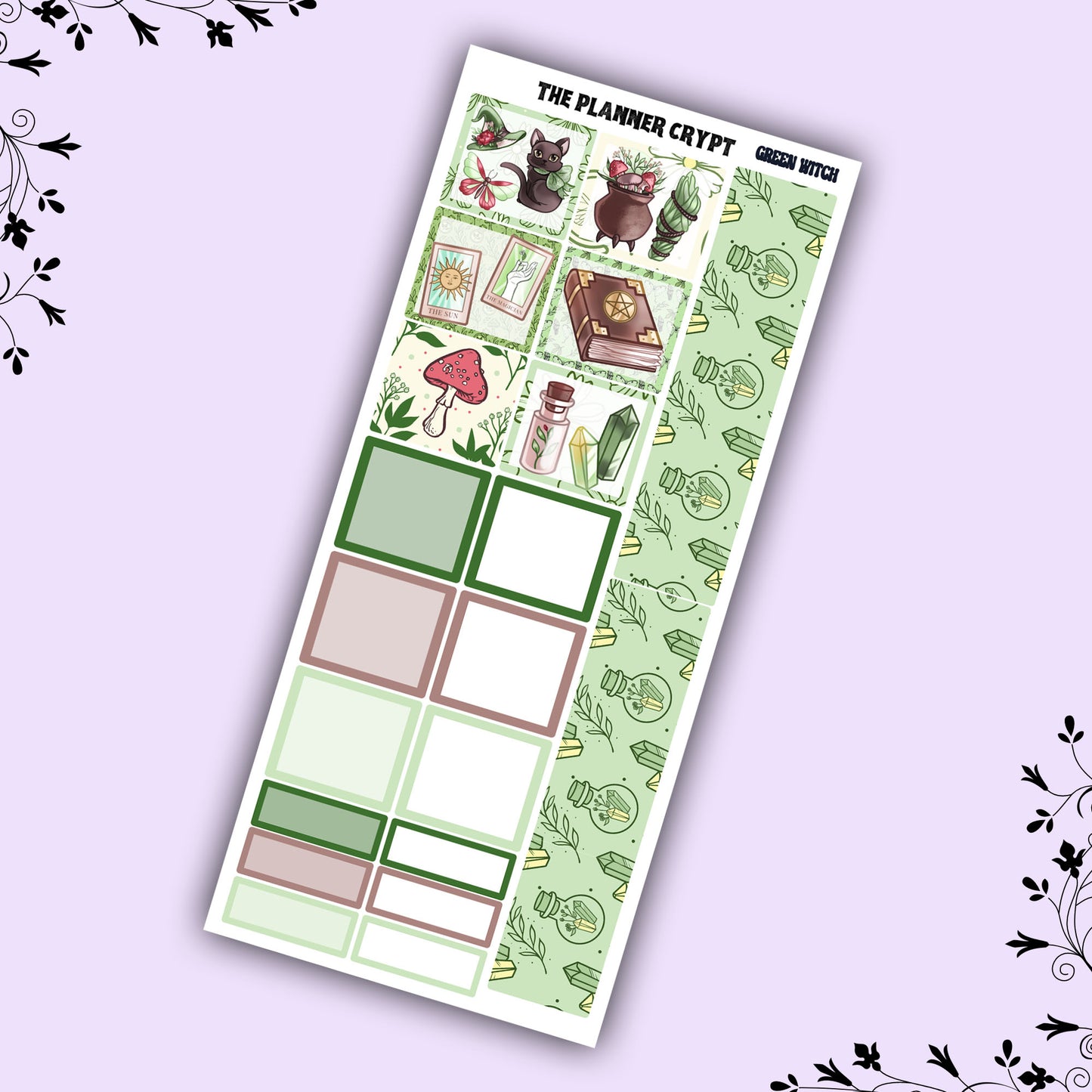 Hobonichi weeks, weekly sticker kit, hobonichi planner, witch planner, green witch