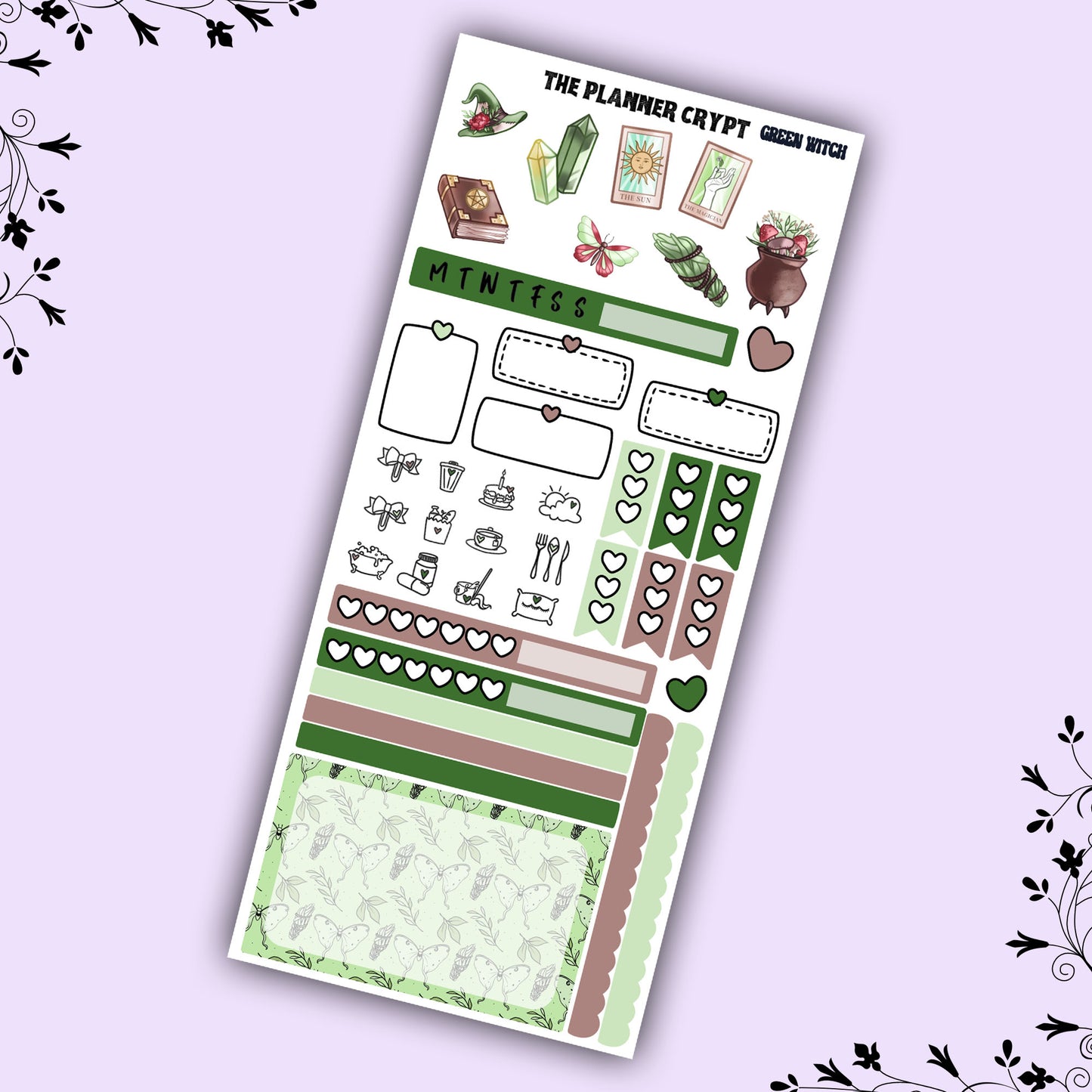 Hobonichi weeks, weekly sticker kit, hobonichi planner, witch planner, green witch