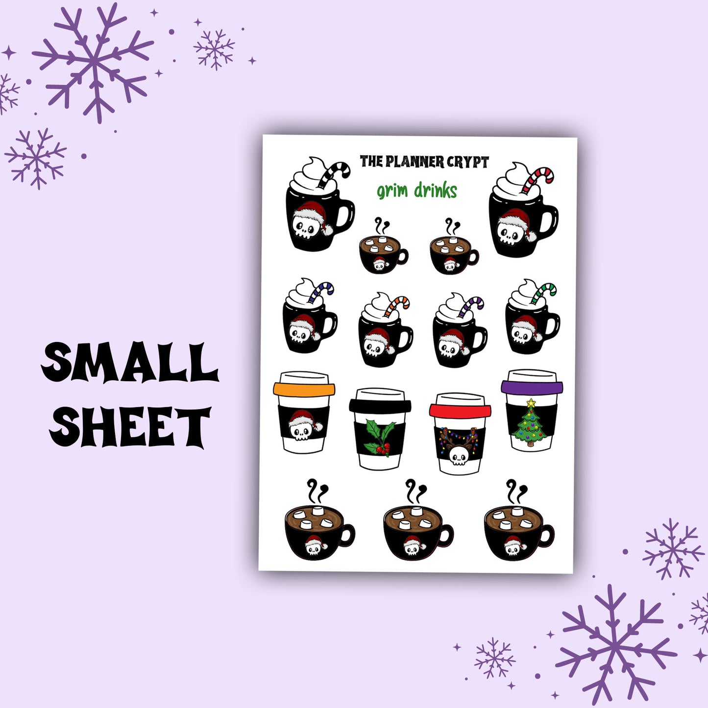 Weekly planner sticker sheets, spooky christmas, creepy xmas, grim reaper stickers, cute and creepy, decoration stickers, functional sticker