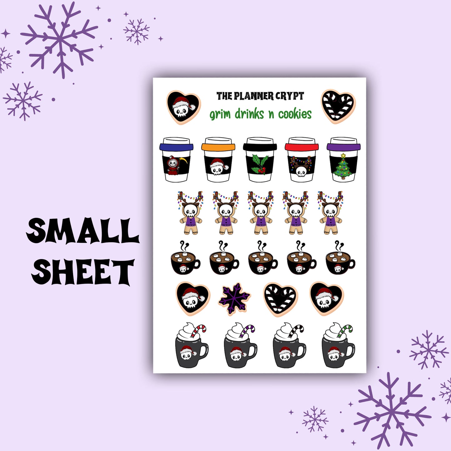 Weekly planner sticker sheets, spooky christmas, creepy xmas, grim reaper stickers, cute and creepy, decoration stickers, functional sticker