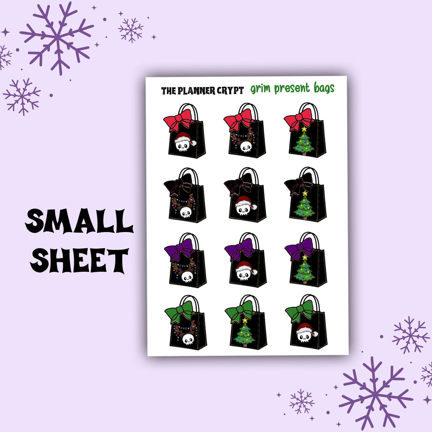 Weekly planner sticker sheets, spooky christmas, creepy xmas, grim reaper stickers, cute and creepy, decoration stickers, functional sticker
