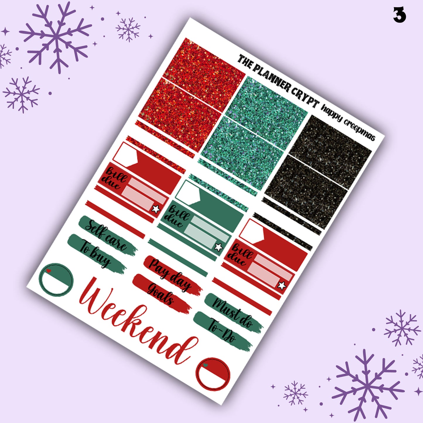 Christmas weekly planner sticker kit, planner stickers, spooky christmas, creepy christmas, vertical planner, gothic stickers, planner