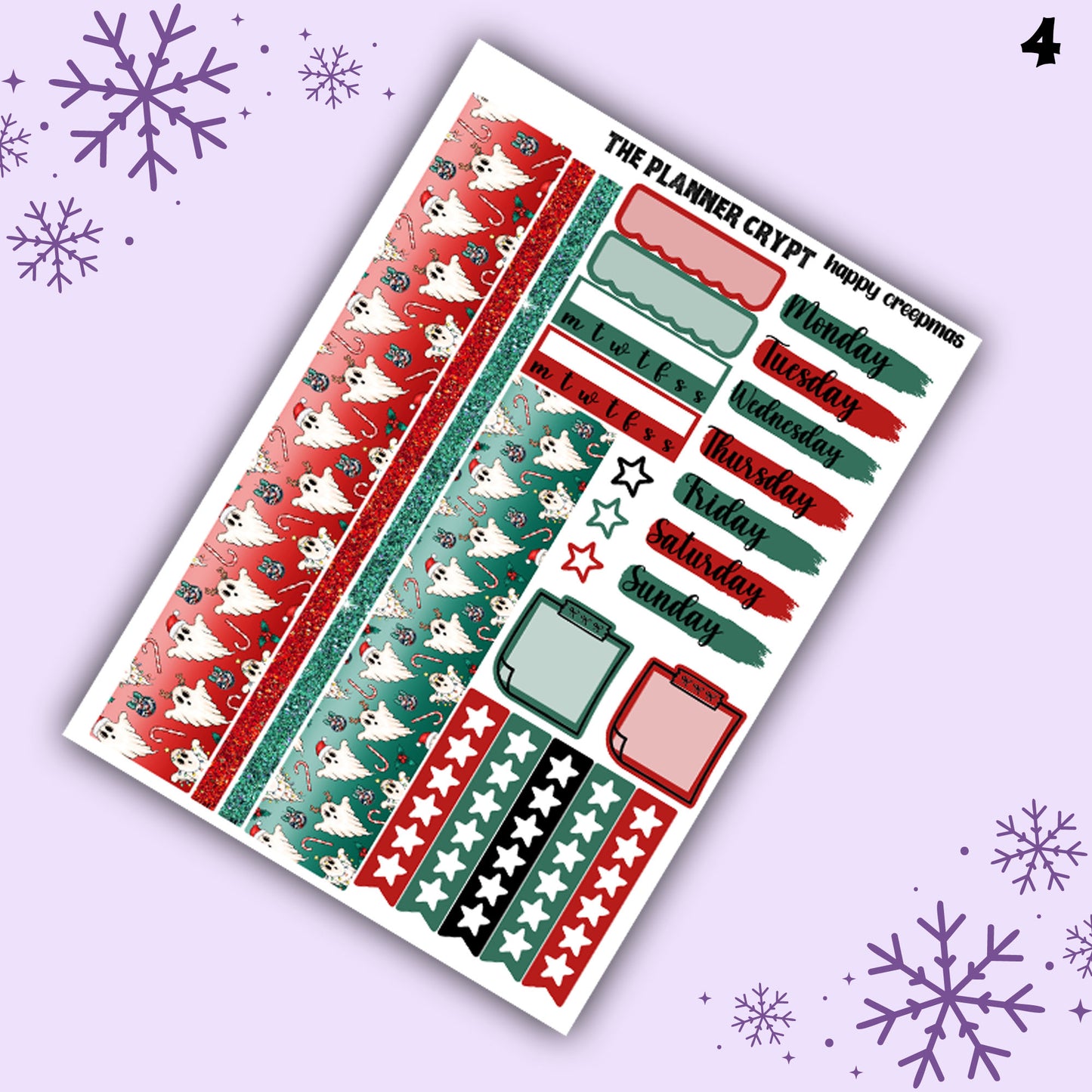 Christmas weekly planner sticker kit, planner stickers, spooky christmas, creepy christmas, vertical planner, gothic stickers, planner