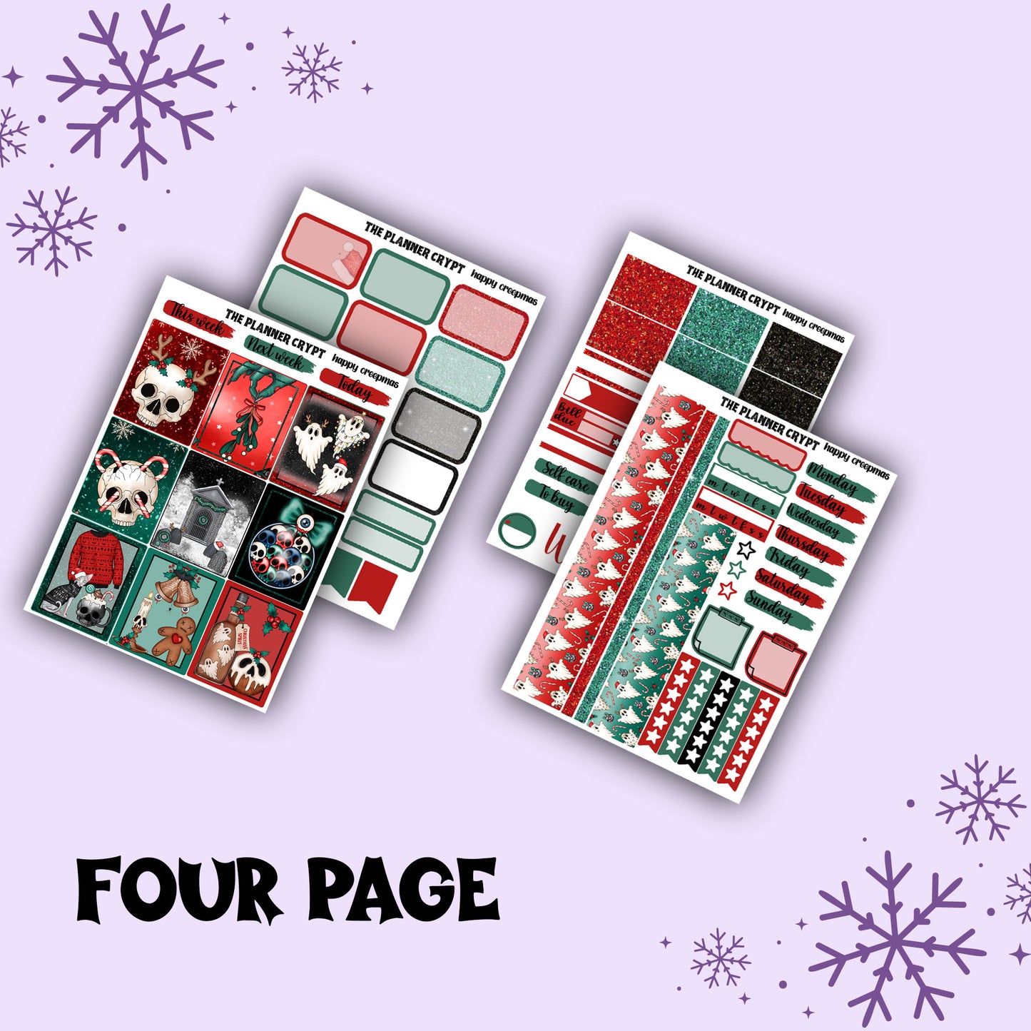 Christmas weekly planner sticker kit, planner stickers, spooky christmas, creepy christmas, vertical planner, gothic stickers, planner