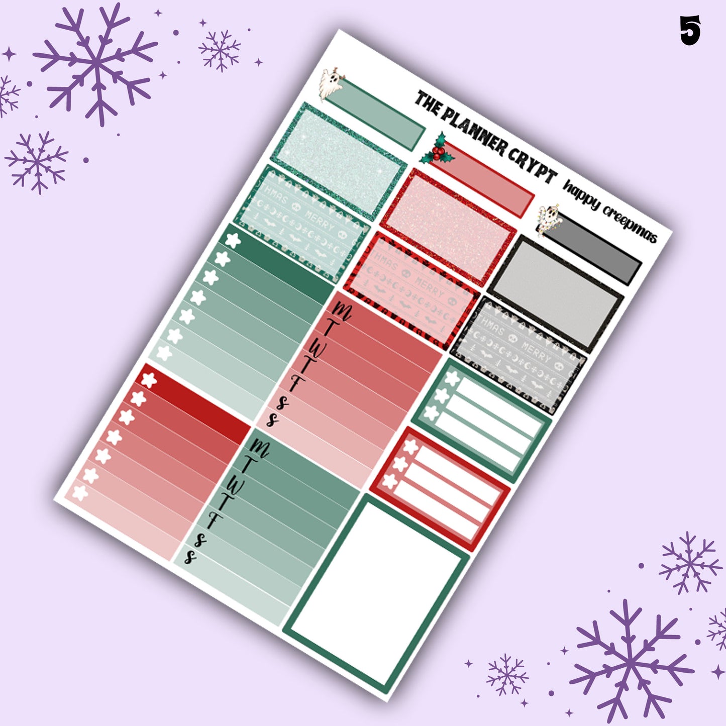 Christmas weekly planner sticker kit, planner stickers, spooky christmas, creepy christmas, vertical planner, gothic stickers, planner