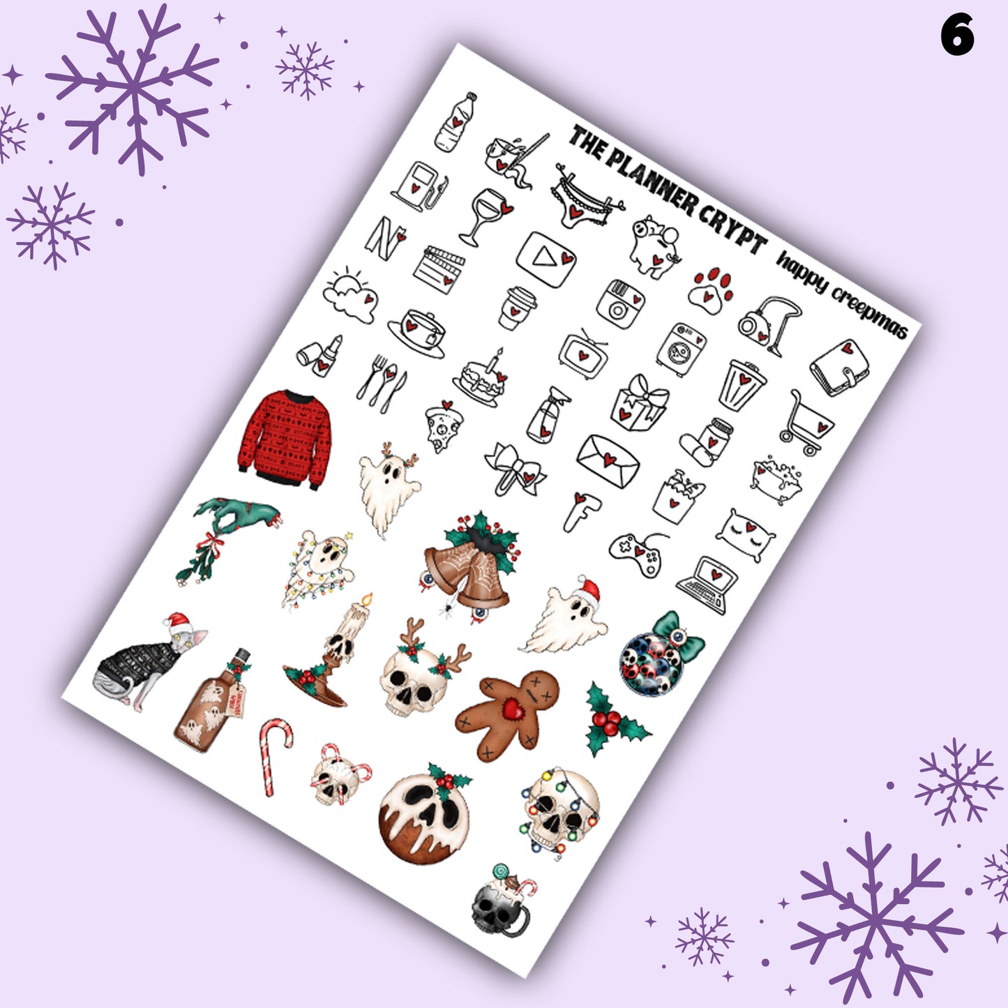 Christmas weekly planner sticker kit, planner stickers, spooky christmas, creepy christmas, vertical planner, gothic stickers, planner