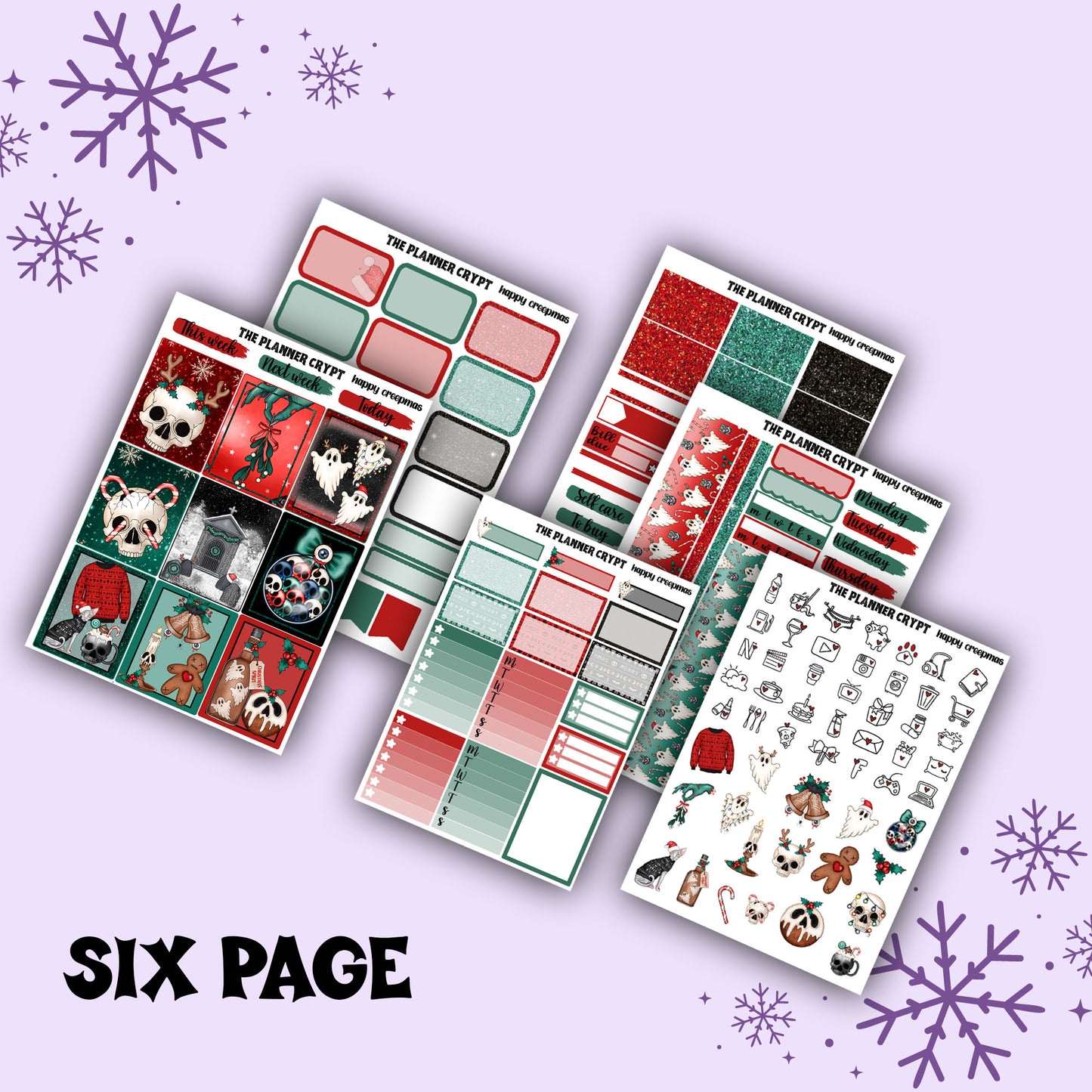 Christmas weekly planner sticker kit, planner stickers, spooky christmas, creepy christmas, vertical planner, gothic stickers, planner