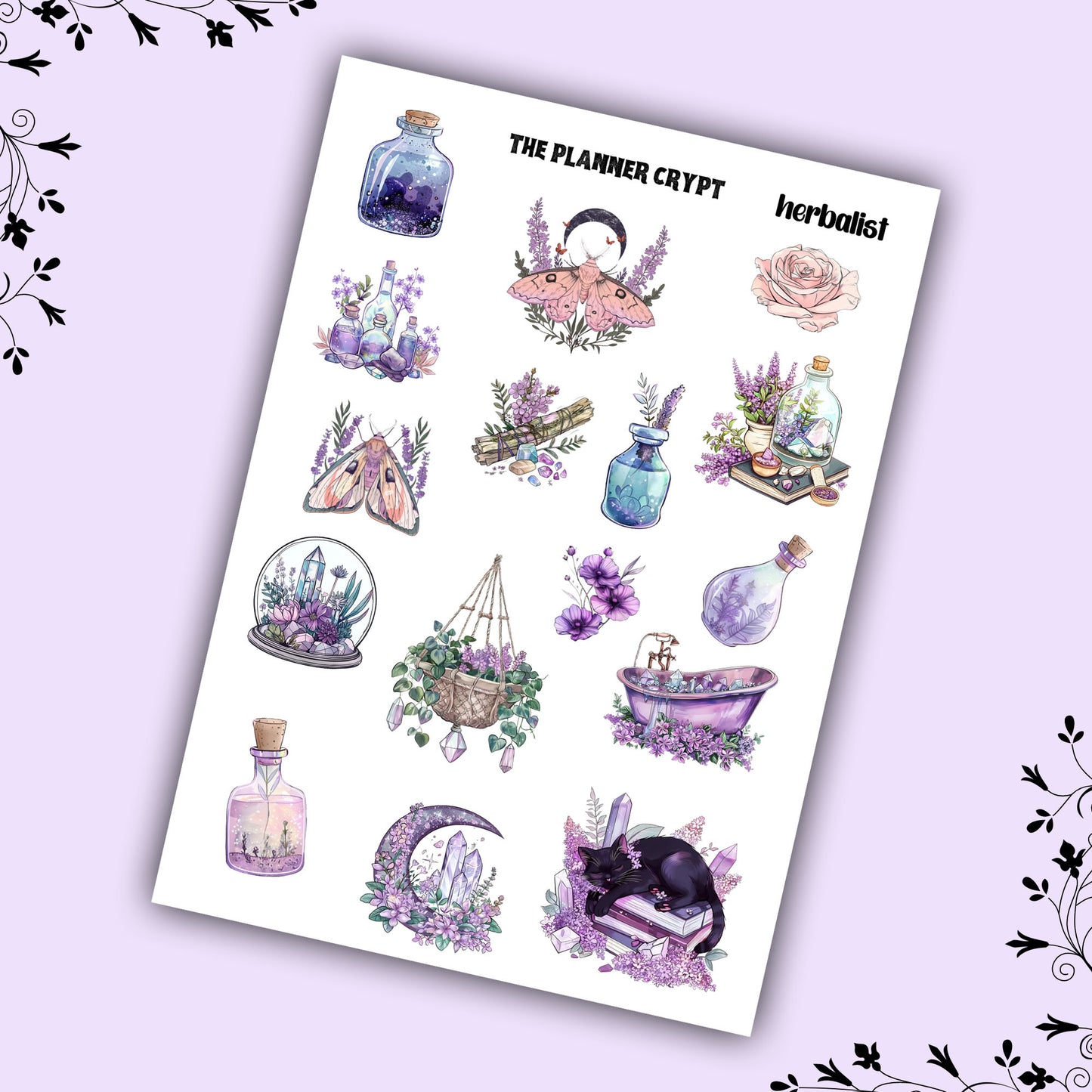 planner stickers, vertical planner, deco stickers, weekly planner, witch stickers, witchcraft stickers, herbalist, witchy decor, pagan