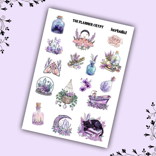 planner stickers, vertical planner, deco stickers, weekly planner, witch stickers, witchcraft stickers, herbalist, witchy decor, pagan