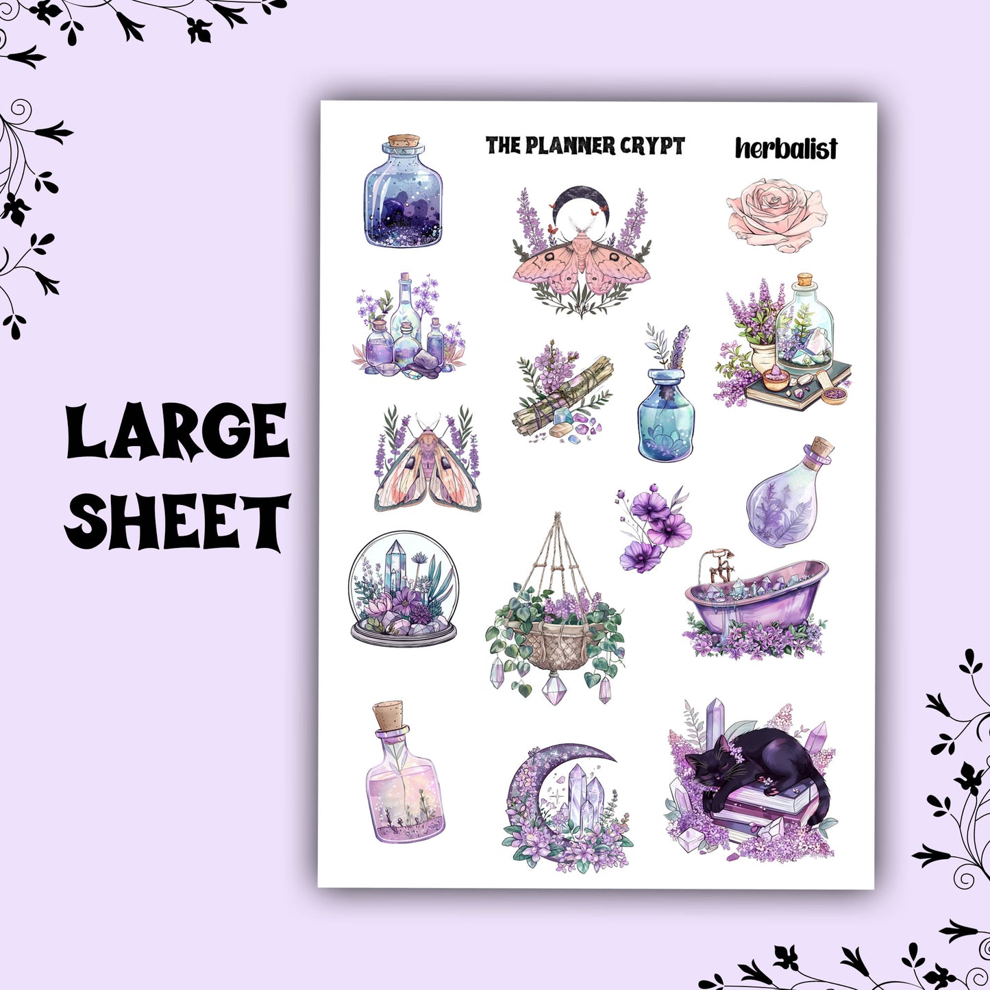planner stickers, vertical planner, deco stickers, weekly planner, witch stickers, witchcraft stickers, herbalist, witchy decor, pagan