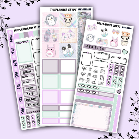 Hobonichi weeks weekly planner sticker kit, kawaii planner, kawaii stickers, kawaii dreams