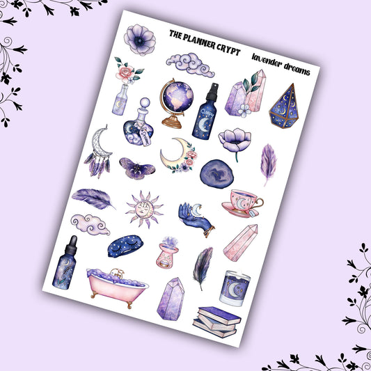 sticker sheet, planner sticker, celestial, vertical planner, witch, sweet dreams, mystical, sticker sheet, deco sticker sheet, moon, sleep