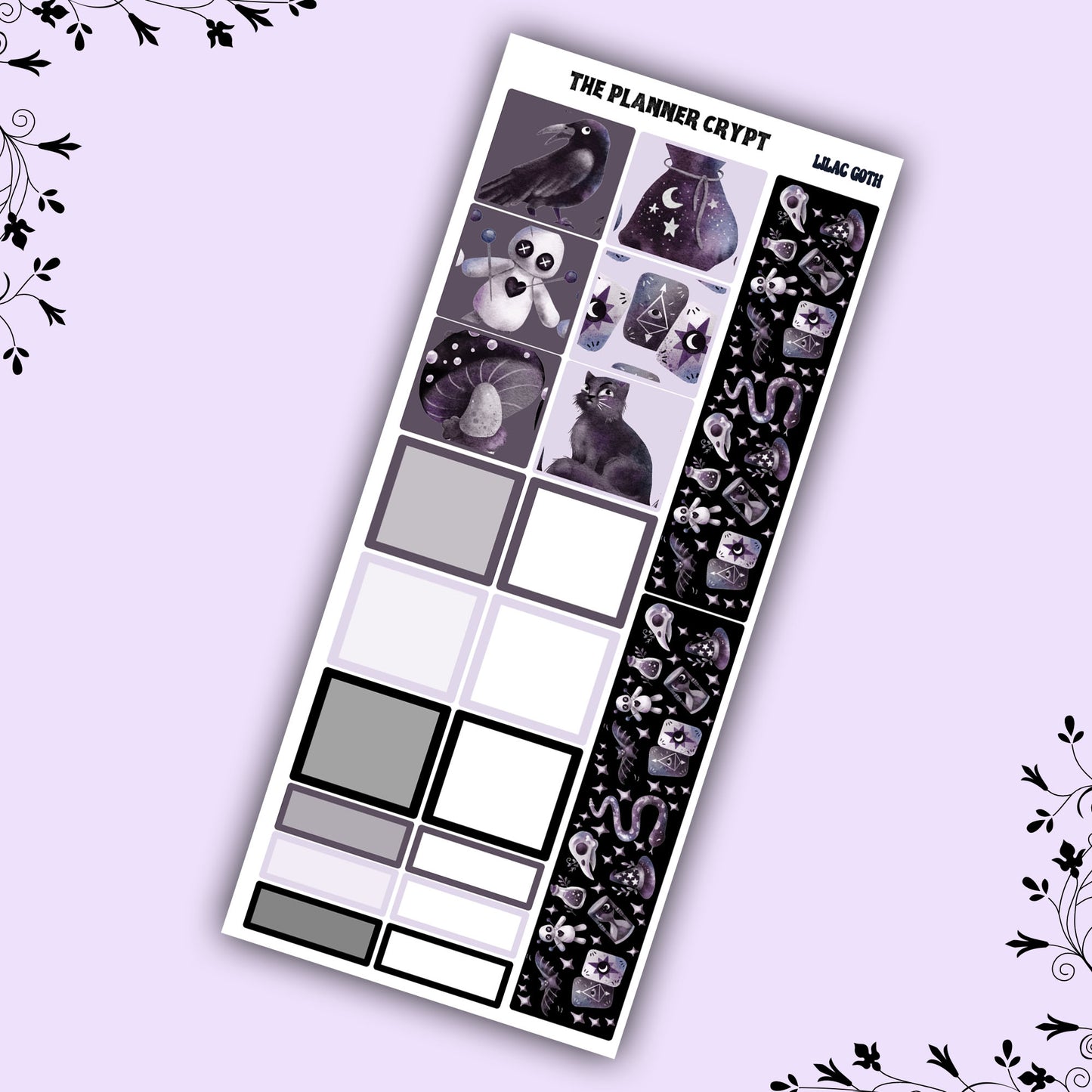 Hobonichi weeks, weekly sticker kit, witch stickers, celestial stickers, mystical stickers, witchcraft stickers, lilac goth